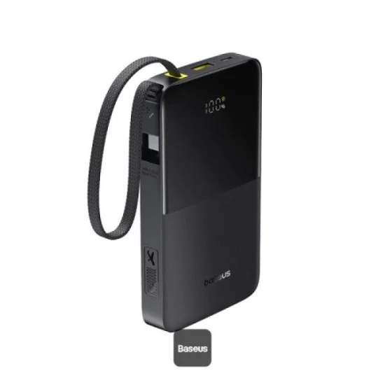 Baseus EnerFill FC51 Bipow2 Pro Digital Display Power Bank with Built-in Cable 10000mAh 22.5W - Cosmic Black